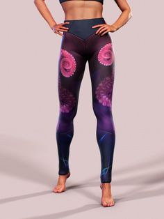 Purple Compression Yoga Leggings, Purple Compression Leggings For Yoga, Snug Fit Moisture-wicking Yoga Pants, Purple Tight Activewear For Yoga, Purple High Stretch Pants For Pilates, Fitted Purple Tights For Pilates, Fitted Hip-length Activewear For Pilates, Full-length Snug Fit Yoga Pants, Snug Fit Full-length Yoga Pants