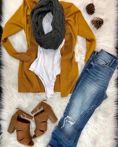 Outfit in store 🔥🔥🔥Shoes from @shoeskouture Mustard Cardigan Outfit, Long Cardigan Outfit Fall, Long Cardigan Outfit, Closet Outfits, Stitch Fit, Cardigan Outfit, Casual Skirt Outfits, Urban Loft