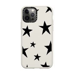 an iphone case with black stars on it