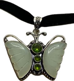 Butterfly Choker Necklace, Butterfly Choker, Peridot Pendant, Green Chalcedony, Choker Necklaces, Necklace Etsy, Choker, Choker Necklace, Ships