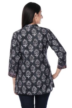 Smartly designed for fashionable women is this black kurta from that will impress fashionable women with it's design. Neck design may vary. Low maintenance, daily wash and wear