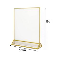 a white and gold frame with measurements