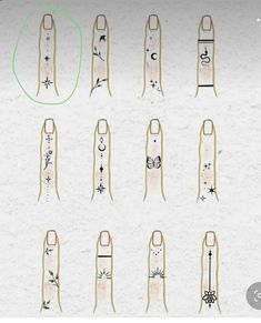 an image of different sizes and shapes of clothes pins on a white background with green marker