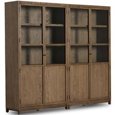 Millie Panel and Glass Door Double Cabinet, Drifted Solid Oak-Furniture - Storage-High Fashion Home Panel Glass Door, Black China Cabinet, Cabinet Glass Doors, Cabinet Options, Cabinet Glass, Glass Front Door, Amber Interiors, Glass Cabinet Doors, Four Hands