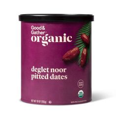 good & gather organic degitt moor pitted dates in tins, 500g