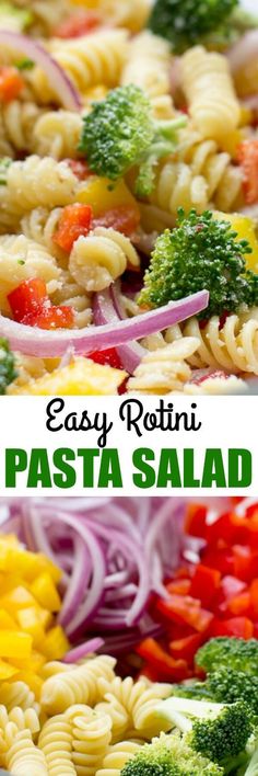 pasta salad with broccoli, red onions and carrots