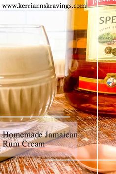 homemade jamaican rum cream in a jar and spoon