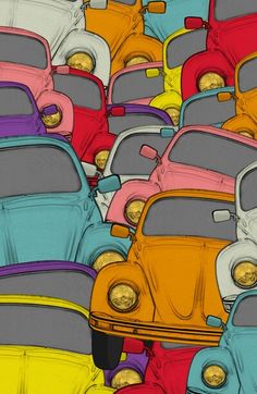 the colorful cars are lined up together in this case for iphone 4 / 4s