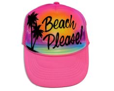 Our personalized trucker caps make a great gift for a party or special occasion. We can airbrush your hat with your name or up to a few words. They look great and stand out for just about anything. Personalized Summer Trucker Hat, Beach Scene, Louisville Ky, Beach Scenes, Trucker Cap, Your Name, Looks Great, Special Occasion, Great Gifts