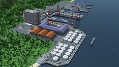 an artist's rendering of a large industrial port