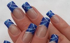 Pink Nail Polish Colors, Blue And Silver Nails, Blue Nail Art Designs, Silver Nail Art, Nagellack Trends, Star Nail Art, To Try, Nail Colors Winter, French Nail Art