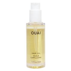 This ultra-lightweight hair oil is color-safe and provides heat protection while fighting frizz and smoothing hair. Highlighted Ingredients: AMA OIL - a combination of Sunflower Seed Oil & Amaranth Seed Extract, it helps keep hair strong and protected against humidity BORAGE OIL – A nutrient rich oil that smoothes frizz and nourishes hair GALANGA ROOT EXTRACT - Helps protect the hair fibers from color fading due to UV exposure. APPLICATION WET HAIR •Start with one pump and apply from the eyeline Ouai Products, Hair Heat Protectant, Ouai Hair Oil, Ouai Hair, Heat Protectant Hair, Hair Gloss, Best Hair Oil, Hair Frizz, Heat Protectant