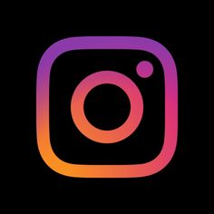 the instagram logo is shown in purple and pink on a black background with an orange circle