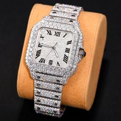 S925 VVS1 Moissanite Square Roman Numeral Watch - Different Drips Roman Numeral, Fine Watches, Hip Hop Jewelry, Adjustable Necklace, Moissanite Diamonds, Shape Patterns, White Diamond, Design Crafts, Body Jewelry