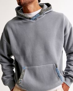 Our new oversized hoodie in our softAF fabric and drop-shoulder fit featuring front pouch pocket and banded hem and cuffs. Dark Grey Hoodie, Abercrombie Men, Simple Outfits For School, Grey Hoodie Men, Stylish Hoodies, Men's Tops, Boys Hoodies, Oversized Hoodie, Mens Essentials