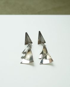 Sterling silver Approx. 2.5" high Made in Mexico Silver Modernist Earrings For Formal Occasions, Silver Modernist Earrings, Modernist Silver Metal Earrings, Issey Miyake Men, Candle Branding, Tool Gifts, Levis Denim, Vintage Bags, Chain Pendants