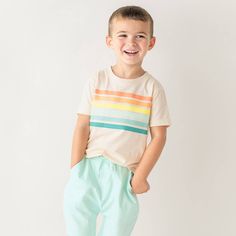 Created with comfort in mind, this short sleeve basic tee is perfect for days on the playground. The soft cotton knit makes it easy to pair with shorts.