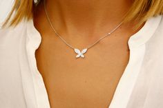 Butterfly necklace, natural Diamond butterfly pendant pave butterfly charm Delicate Butterfly Neckla White Cubic Zirconia Butterfly Necklace, Luxury White Gold Butterfly Pendant Necklace, White Diamond Butterfly Charm Necklace, White Diamond Butterfly Necklace, Elegant White Gold Butterfly Necklace With Diamonds, Luxury White Gold Butterfly Necklace, Elegant White Gold Diamond Butterfly Necklace, White Butterfly Necklace In Fine Jewelry Style, Elegant White Gold Butterfly Necklace With Cubic Zirconia