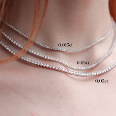 Can be worn at a choker length or a longer traditional length to go with any outfit! Women’s Diamond Necklace, Diamond Tennis Necklace White Gold, Classic Formal Diamond Choker Necklace, Classic Diamond Choker Jewelry, Diamond Choker As A Gift, Elegant Diamond Choker, Tennis Necklace Layered, Tennis Diamond Necklace, Tennis Necklace Diamond