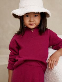 Cashmere Sweater Polo for Baby + Toddler | Banana Republic Hat For Baby, Recycled Cashmere, Monogram Embroidery, Sweater Polo, Johnny Collar, Baby Size, Mini Fashion, Cashmere Sweater, Baby Hats