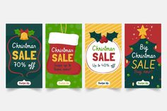 three christmas sale banners with holly decorations