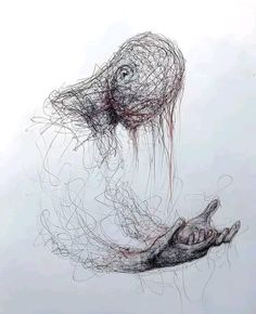 Surreal Pencil Drawings, Mental Heath Inspired, Floating Person Drawing, Humanoid Drawing, Tired Sketch, Apathy Art, Distortion Art Drawing, Scribble Drawings, Stylo Art