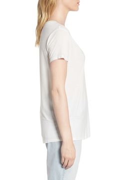 A stylish wardrobe staple, this scoop-neck tee is cut from lightweight jersey that's stretchy and comfortable. Style Name:Splendid Deep U-Neck Tee. Style Number: 5581283. Stretch Modal T-shirt For Summer, Relaxed Fit Modal T-shirt, Casual Modal T-shirt, White Modal Tops For Summer, Layering T-shirt With Shirttail Hem, Casual Stretch Modal T-shirt, Stretch Scoop Neck T-shirt For Layering, Casual White Modal Tops, Casual Modal Scoop Neck Top