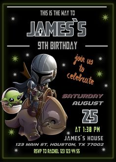 an image of a birthday party with baby yoda and the force awaker on it