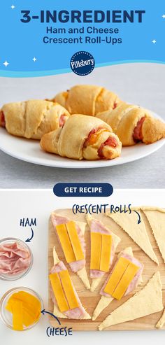 easy lunch ideas, quick easy snacks, finger food ideas, kid friendly food, kid friendly finger food, crescent roll recipes, ham and cheese sandwiches, ham and cheese roll ups, 3 ingredient recipes, hot sandwiches, hot lunch Pillsbury Ham And Cheese Crescent Roll Bake, Pilsbury Cresent Ham And Cheese, Ham N Cheese Crescent Rolls, Ham And Cheese Pillsbury Crescent, Easy Breakfast Picky Eaters, Han And Cheese Crescent Rolls, Pillsbury Ham And Cheese Roll Ups, Pillsbury Crescent Recipes Ham And Cheese, Ham And Cheddar Crescent Roll Ups