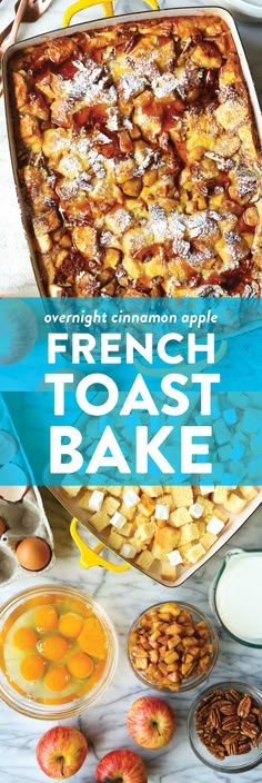 french toast bake with apples and other ingredients