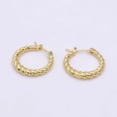 If you receive a defective item, please contact us within 5 days of arrival. Item Details - - Sold as a pair - Material: Brass, 14K gold filled - Nickel free & lightweight, perfect for everyday wear - Latch back fastening - Size: 22.5 mm x 21.6 mm x 3.6 mm Please avoid any water or chemical solutions. Keep the item in a dry environment. Gold Spiral Hoop Earrings For Everyday, Minimalistic Jewelry, Jewelry Earrings Hoops, Minimalist Jewelry, Jewelry For Women, Gold Filled, Everyday Wear, Hoop Earrings, Jewelry Earrings