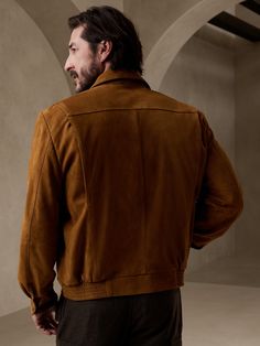 A reflection of our heritage made modern, this reissued suede jacket is sumptuous, handsome and easy to wear with a decadent-yet-rugged texture too compelling to leave in the past.  WARMER: Lightly lined so you can layer it through the seasons.  Poin Classic Winter Outerwear With Suede Lining, Collared Suede Outerwear For Winter, Classic Collared Suede Outerwear, Luxury Long Sleeve Suede Outerwear, Classic Suede Winter Outerwear, Classic Winter Suede Outerwear, Formal Winter Suede Outerwear, Classic Fall Suede Outerwear, Classic Brown Outerwear With Suede Lining