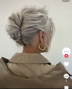 Grey Hair Bun, Grey Hair Aesthetic, Hairstyles 2024, Aesthetic Moodboard, Winter Hairstyles, Dream Hair, Grey Hair, Silver Hair, All Things Beauty