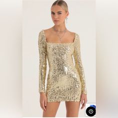 New With Tags, Pretty, Perfect For Formal And Semi Formal, Comfortable, Breathable Gold Hoco Dress, Gold Long Sleeve Dress, Lucy In The Sky Dress, Sequin Mesh Dress, Sparkly Outfits, Corset Mini Dress, Dressed To Kill, Hoco Dresses, Red Mini Dress