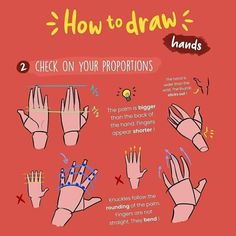 how to draw hands with instructions for each hand and their corresponding fingers are shown in the diagram