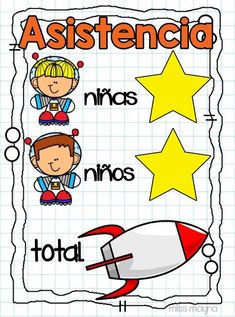 a poster with the words asistencid and stars on it, in spanish