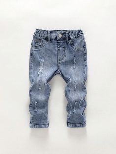 Baby Boys' Light Washed Blue Stretch Denim Pants With Distressed Detail Light Wash    Denim Plain Bottoms Medium Stretch  Baby Boys Clothing, size features are:Bust: ,Length: ,Sleeve Length: Baby Boy Jeans, Boy Jeans, Stretch Denim Pants, Boys Fits, Jean Pants, Boys Denim, Boys Jeans, Newborn Boy, Boys Clothing