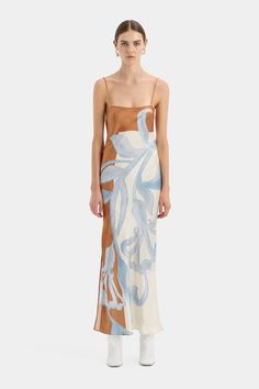 Sorrento Slip Dress Sir The Label Dresses, Printed Slip Dress, Holiday Outfit Ideas, Printed Silk Dress, Resort Dress, 2024 Dresses, Vacation Fashion, Resort Dresses, Flattering Dresses