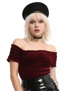 Hot Topic Kids Summer Dresses, Bleach Blonde Hair, Girls Top, Burgundy Velvet, Bleach Blonde, Velvet Top, Gothic Outfits, Velvet Tops, Girl Top