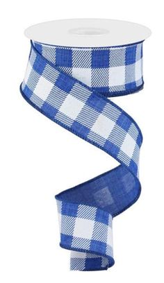 a blue and white checkered ribbon