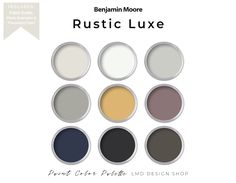 the color scheme for rustic luxe is shown in several different colors and sizes