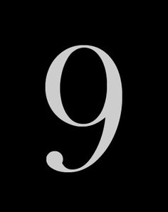 the number nine is shown in white on a black background and it appears to be 9