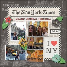 the new york times grand central terminal is featured in this scrapbook cover art project