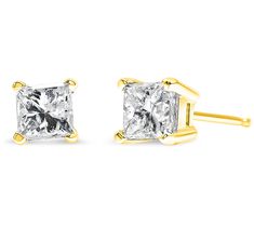 Warm 14K yellow gold settings let expertly cut diamonds stand out as you accessorize with these minimalistic stud earrings. From Haus of Brilliance. Gold Princess Cut Earrings For Formal Events, Gold Princess Cut Earrings For Formal Occasions, Fine Jewelry Yellow Gold Diamond Cut Diamond Earrings, Gold Diamond Cut Lab Grown Diamond Earrings, Yellow Gold Diamond Earrings For Anniversary, Yellow Gold Lab Grown Diamond Earrings With Prong Setting, Single Diamond Yellow Gold Earrings For Anniversary, Yellow Gold Lab Grown Diamond Earrings For Formal Occasions, Yellow Gold Diamond Earrings With Prong Setting For Anniversary