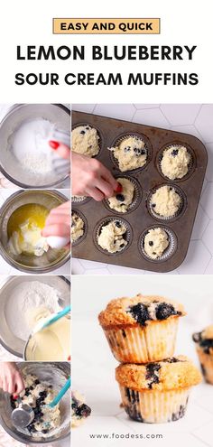 lemon blueberry sour cream muffins are being made