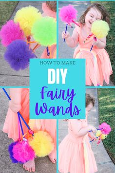 a collage of photos with the words how to make diy fairy wands