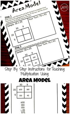 an area model with instructions for using it to help students learn how to use the area model