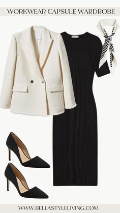 Business Casual Capsule Wardrobe, Business Casual Capsule, Casual Capsule Wardrobe, How To Have Style, Black And White Outfit, Mode Tips, Workwear Essentials, White Outfit