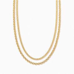 Everyday Layered Link Chain Necklace, Multi-strand Gold Chain Necklace For Layering, Dainty Double Chain Link Necklace, Everyday Multi-strand Double Chain Necklace, Everyday Long Chain Layered Necklace, Layering Cable Chain Link Necklace, Dainty Multi-strand Gold Chain Necklace, Gold Plated Multi-strand Double Chain Necklace, Layering Cable Chain Necklace