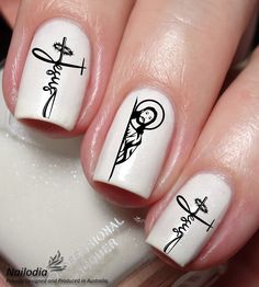 Jesus Nails Designs Faith, Jesus Nails Designs, Christian Nail Art, Jesus Nails, Nail Stamping Designs